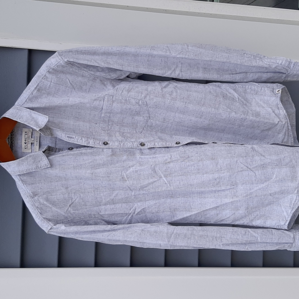 Kilometer hand made 100% button shirt large slim